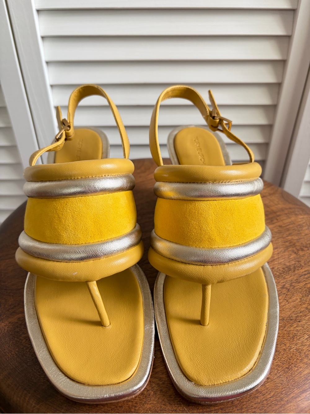 Tory Burch Puffy Yellow Wedge Sandal 9 - Picture 4 of 6